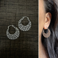 Intricate daisy flower cut work balis in pure silver