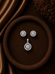9mm multi cz stone studs with a 1.1 cm diameter pendant in pure silver