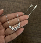 Five cz stone 18'' long necklace in pure silver