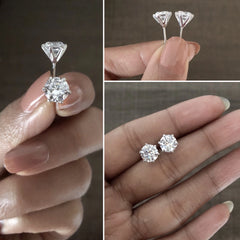 7 mm swarovski cz stone six prong studs in pure silver