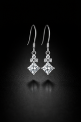 Multi cz round and square cut stone danglers in pure silver