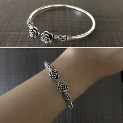 1 cm diameter rose pattern kada in pure silver