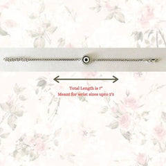 1.2 cm diameter multi cz stone studded evil eye 7'' long adjustable bracelet in pure silver