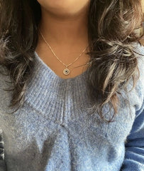 1.2 cm diameter multi cz stone studded blue evil eye pendant with an 18'' chain in pure silver