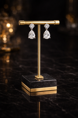 Delicate two cz stone 1.4 cm long tear drop studs in pure silver