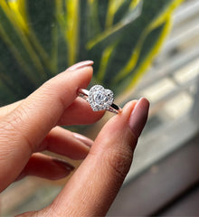 8mm multi cz heart adjustable ring in pure silver