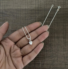 Pear shape cz stone pendant with an 18'' chain in pure silver