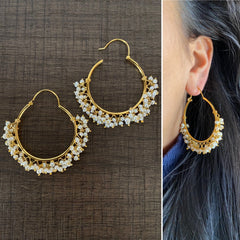 4 cm balis with pearl clusters and 22 kt. gold plating in pure silver