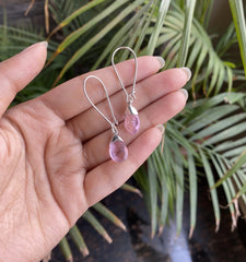Light Pink stone loops in pure silver