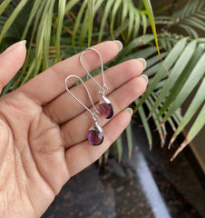 Purple stone loops in pure silver