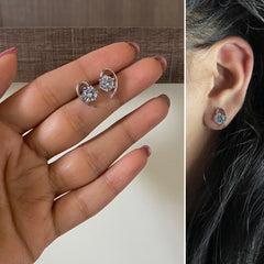 6 mm cz stone paisley studs in pure silver