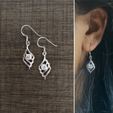 Pure silver single cz stone spiral hangings