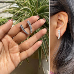 Seven cz stone studs in pure silver