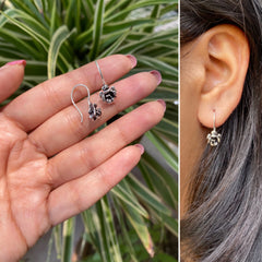 8mm diameter rose pattern hangings in pure silver