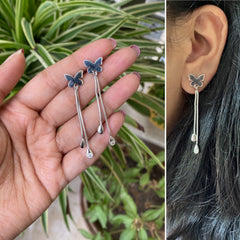Butterfly danglers in pure silver