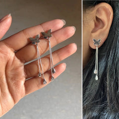Butterfly danglers in pure silver
