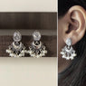 Pure silver cz stone chandbalis with shell pearls