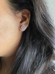 Pure silver 9mm multi cz stone studs