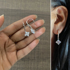 7mm cz stone square-diamond pattern hangings made in pure silver