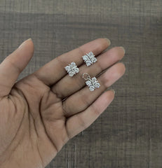 Four cz stone earring and pendant cz stone set in pure silver