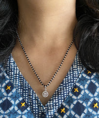 9mm multi cz stone pendant with an 18'' mangalsutra chain in pure silver