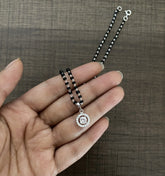 9mm multi cz stone pendant with an 18'' mangalsutra chain in pure silver