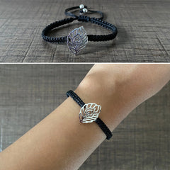 Pure silver Morpankh pattern adjustable hand braided bracelet