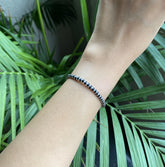 Adjustable Black Beads Nazariya Bracelet in pure silver (single piece)