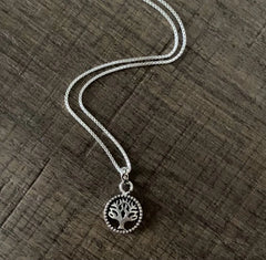 1.3 diameter Tree of Life pendant with an 18'' chain in pure silver