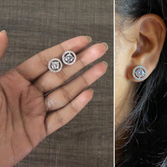 1.1 cm diameter multi cz stone studs crafted in pure silver