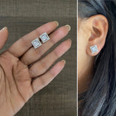 9mm multi cz stone solitaire square studs crafted in pure silver