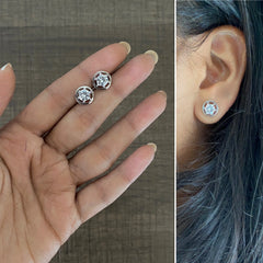 9mm diameter studs with a 5mm single cz stone in pure silver