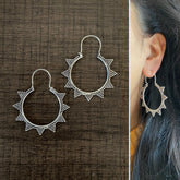 Triangular edge rava border hoops in pure silver