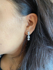 2.4 cm long multi cz stone studs in pure silver