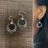 Pure silver round oxidized finish hangings