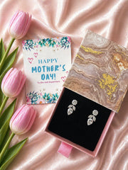 Multiple shapes four cz stone studs in pure silver