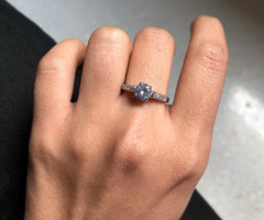 6mm single cz stone with a half studded band in pure silver