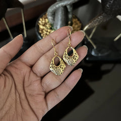 Jaali (filigree) work earrings with 22kt gold plating in pure silver