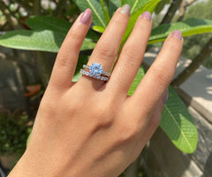 Layered 2mm multi cz band along with single 8mm half studded ring in pure silver