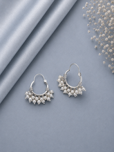 2cm balis with pearl clusters in pure silver