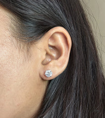 7mm swarovski cz six prong setting studs in pure silver