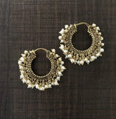 3 cm diameter filigree work balis with multiple pearls, 22kt gold plating in pure silver