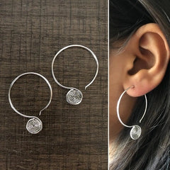 3 cm diameter spiral pattern hoops in pure silver