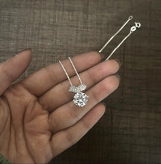 10mm cz pendant with a baguette setting loop and an 18inch chain in pure silver