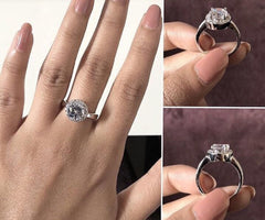 Bold single cz center with small stones studded border thick band ring in pure silver