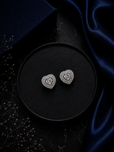 Statement multi cz stone heart studs in pure silver
