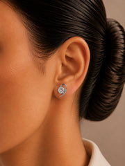 6mm cz stone paisley pattern studs in pure silver