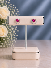 6mm pink onyx 1.3 cm diameter studs in pure silver