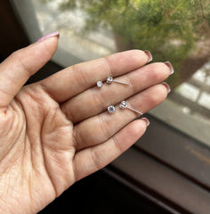 4mm + 3mm single cz studs combo in pure silver