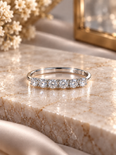 3mm Six cz stone ring in pure silver